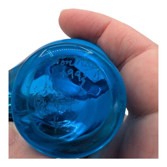 VINTAGE 1993 Ron Ray Signed Blue Bird Of Happiness Glass Figurine 3.75" x 2.75" - Picture 4 of 6